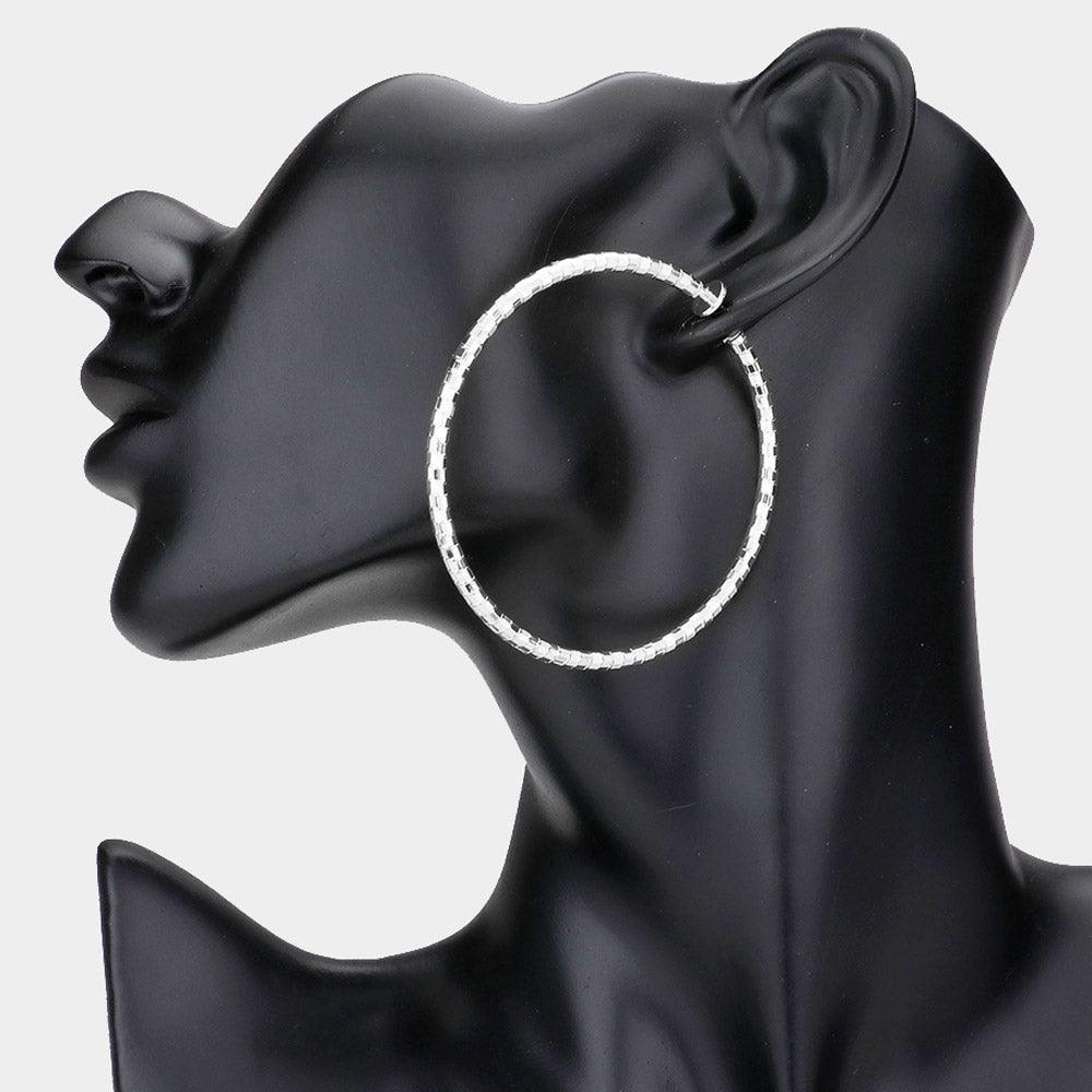 Silver 2.25 Inch Metal Hoop Clip On Earrings - Jewelry Store by Erik Rayo