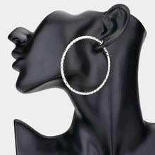 Load image into Gallery viewer, Silver 2.25 Inch Metal Hoop Clip On Earrings
