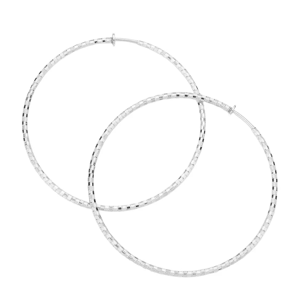 Silver 3 Inch Metal Hoop Clip On Earrings - Jewelry Store by Erik Rayo