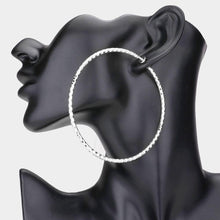 Load image into Gallery viewer, Silver 3 Inch Metal Hoop Clip On Earrings
