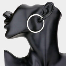 Load image into Gallery viewer, Silver 1.75 Inch Textured Metal Hoop Clip On Earrings
