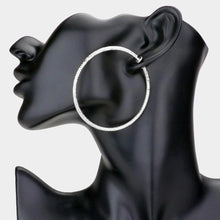 Load image into Gallery viewer, Silver 2.4 Inch Textured Metal Hoop Clip On Earrings
