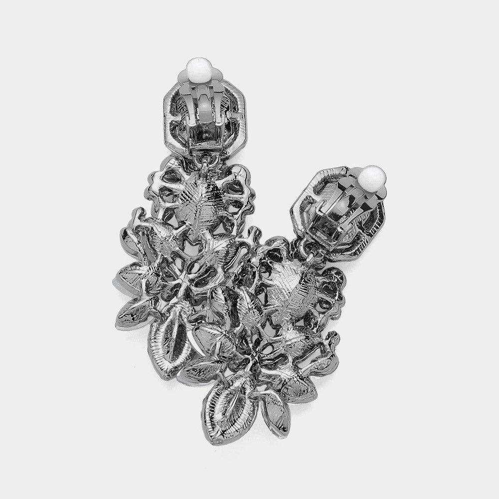 Black Marquise Square Stone Pointed Evening Clip On Earrings - Jewelry Store by Erik Rayo