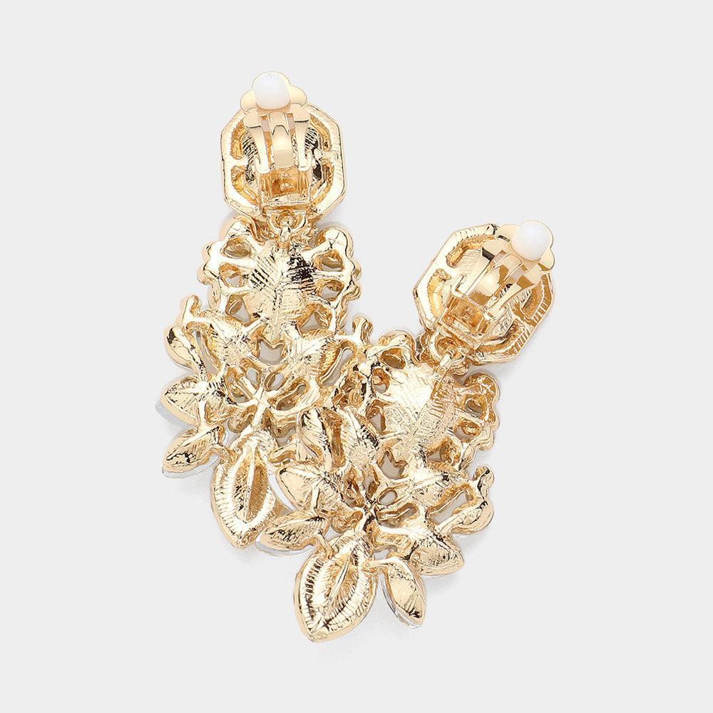 Clear Marquise Square Stone Pointed Evening Clip On Earrings - Jewelry Store by Erik Rayo