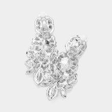 Load image into Gallery viewer, Silver Marquise Square Stone Pointed Evening Clip On Earrings
