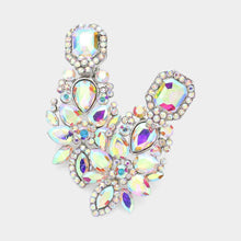 Load image into Gallery viewer, Silver Marquise Square Stone Pointed Evening Clip On Earrings
