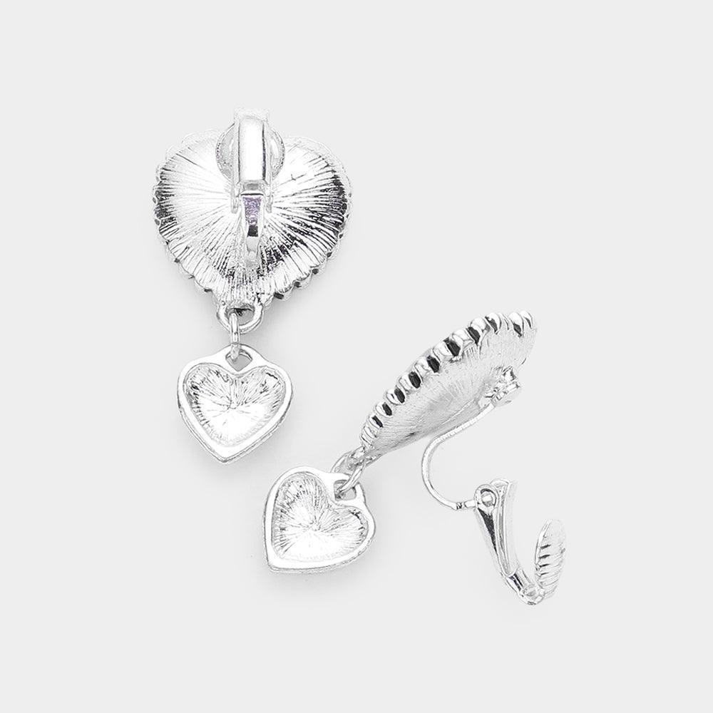 August - Birthstone Heart Dangle Clip On Earrings - Jewelry Store by Erik Rayo