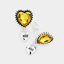 Load image into Gallery viewer, Yellow November - Birthstone Heart Dangle Clip On Earrings
