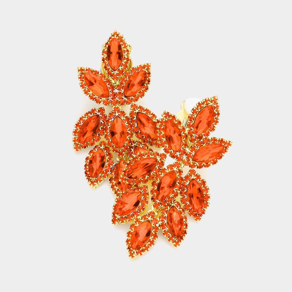Pave Trim Crystal Rhinestone Oval Clustered Clip On Earrings - Jewelry Store by Erik Rayo