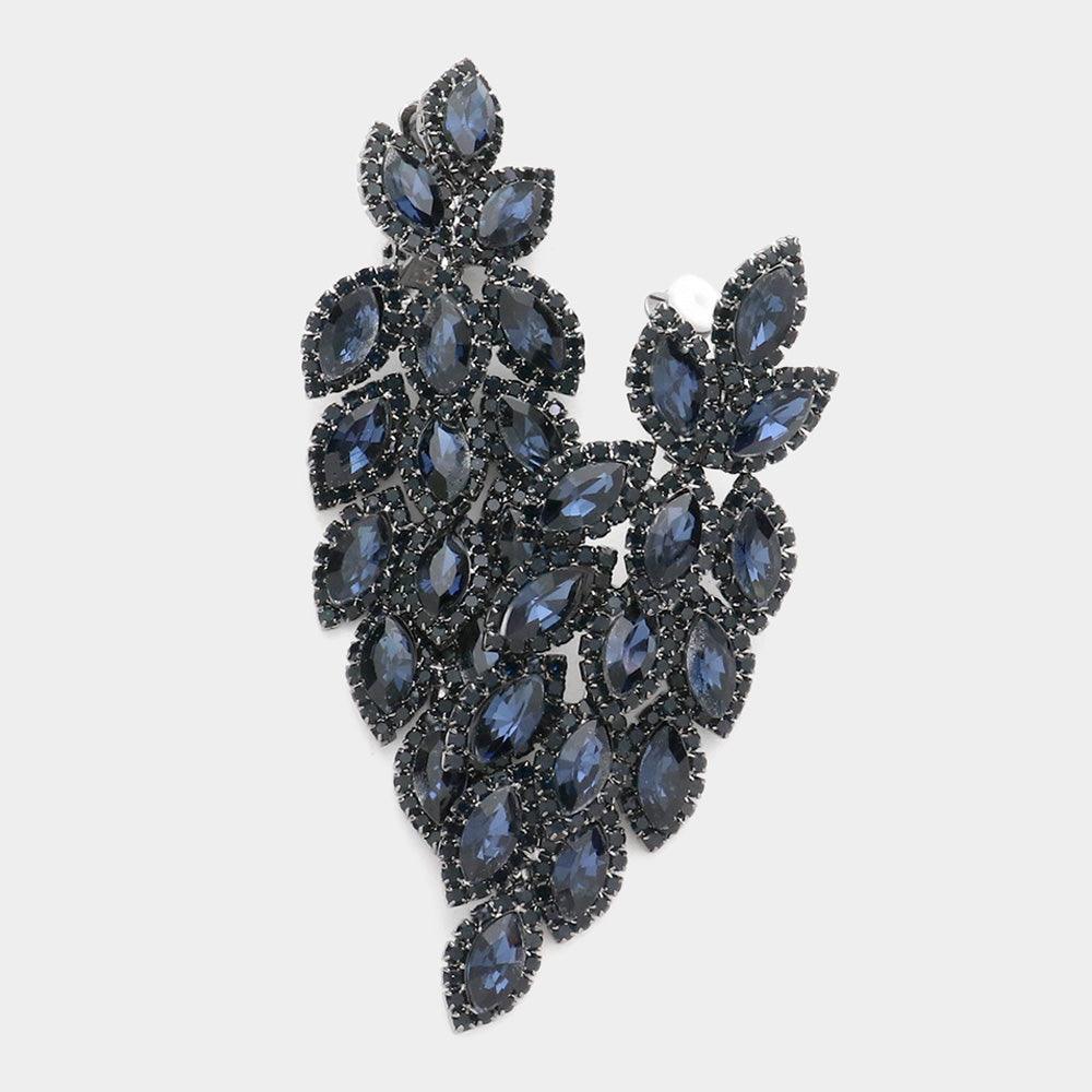 Marquise Crystal Cluster Vine Clip On Evening Earrings - Jewelry Store by Erik Rayo