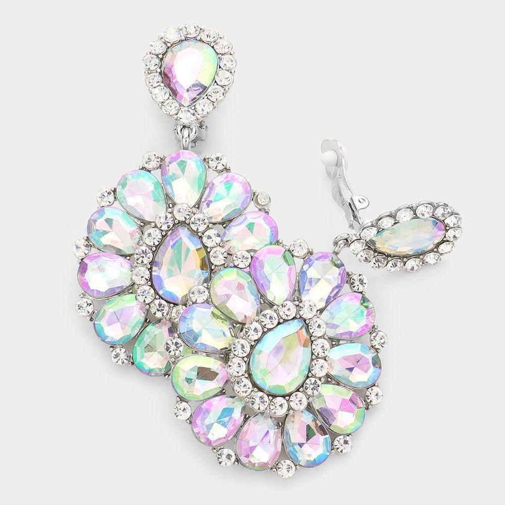 Crystal Teardrop Cluster Statement Clip on Earrings - Jewelry Store by Erik Rayo