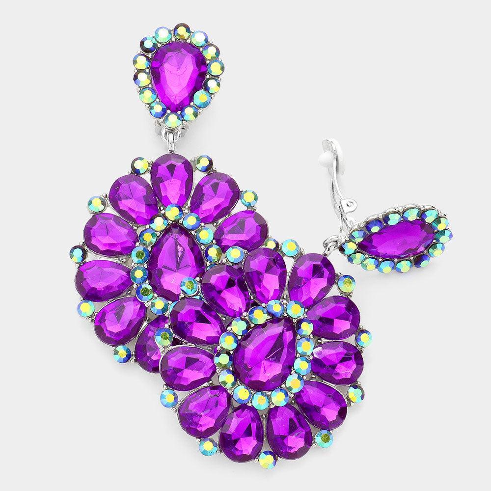 Crystal Teardrop Cluster Statement Clip on Earrings - Jewelry Store by Erik Rayo