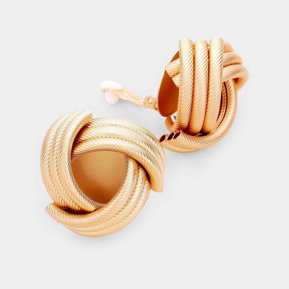 Gold Metal Knot Clip on Earrings - Jewelry Store by Erik Rayo