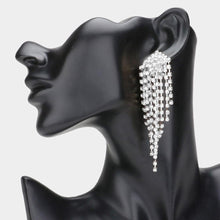Load image into Gallery viewer, Clear Rhinestone Pave Tassel Clip On Earrings

