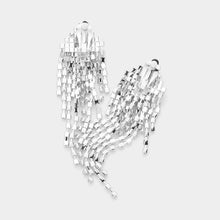 Load image into Gallery viewer, Clear Rhinestone Pave Tassel Clip On Earrings
