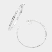 Load image into Gallery viewer, Silver Crystal Rhinestone Hoop Clip Earrings
