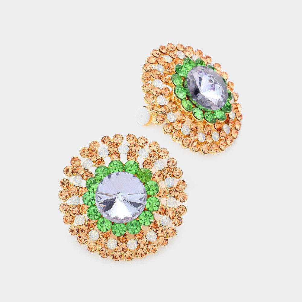 Crystal Round Evening Clip on Earrings - Jewelry Store by Erik Rayo