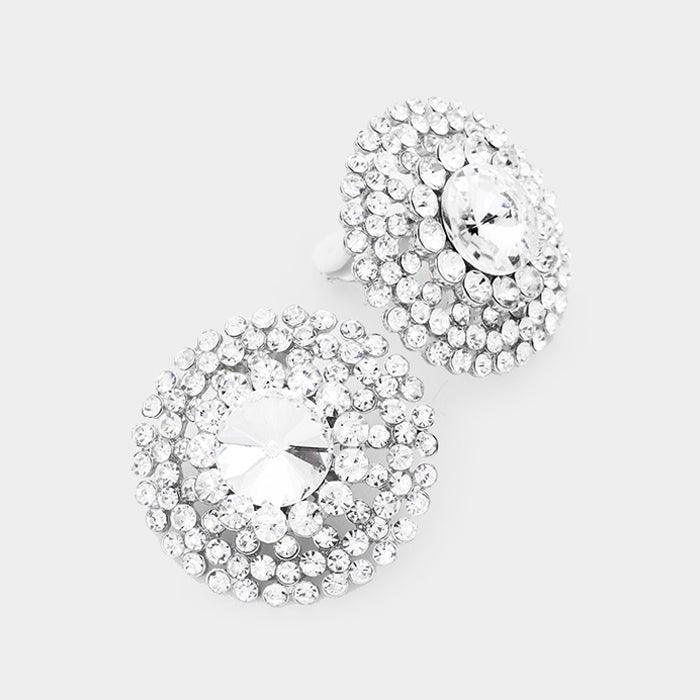 Crystal Round Evening Clip on Earrings - Jewelry Store by Erik Rayo
