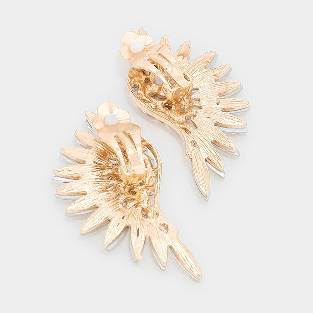 Yellow Marquise Stone Cluster Wing Clip on Earrings - Jewelry Store by Erik Rayo