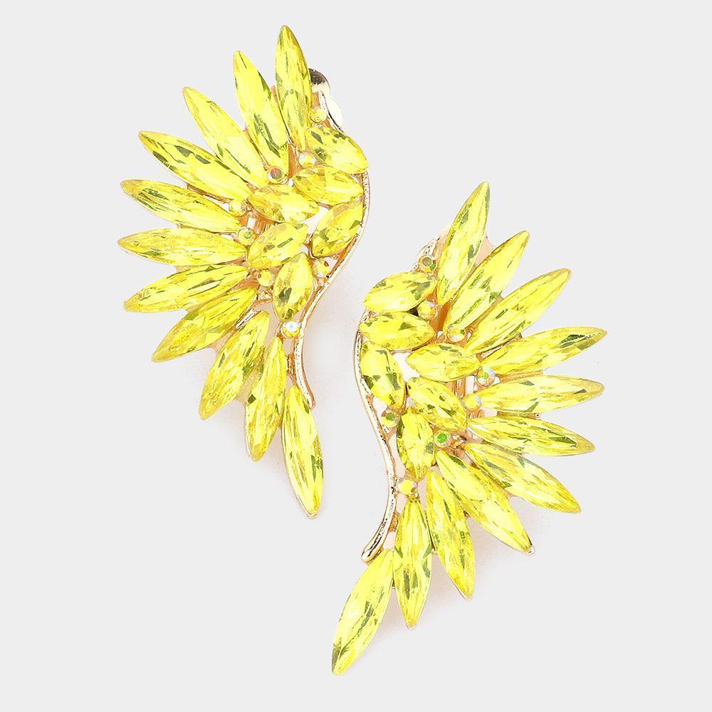 Yellow Marquise Stone Cluster Wing Clip on Earrings - Jewelry Store by Erik Rayo
