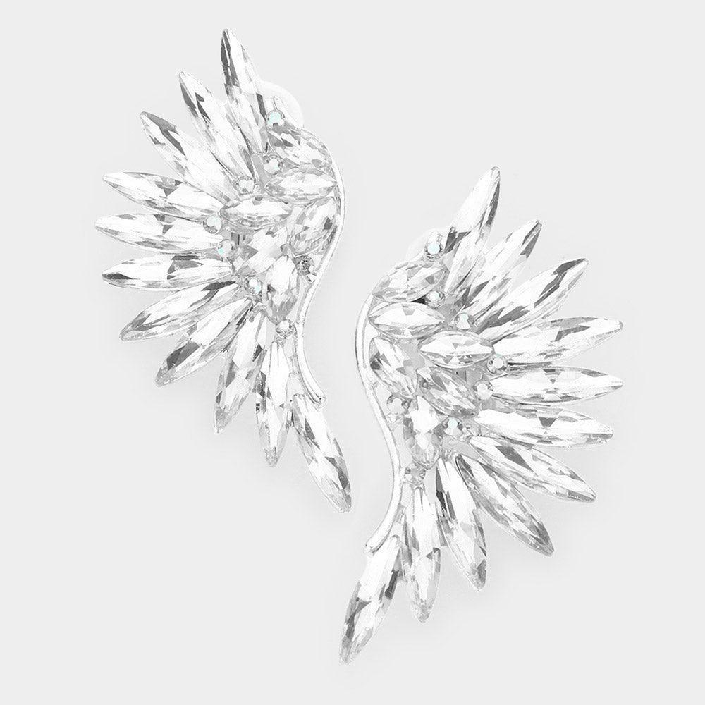 Marquise Stone Cluster Wing Clip on Earrings - Jewelry Store by Erik Rayo