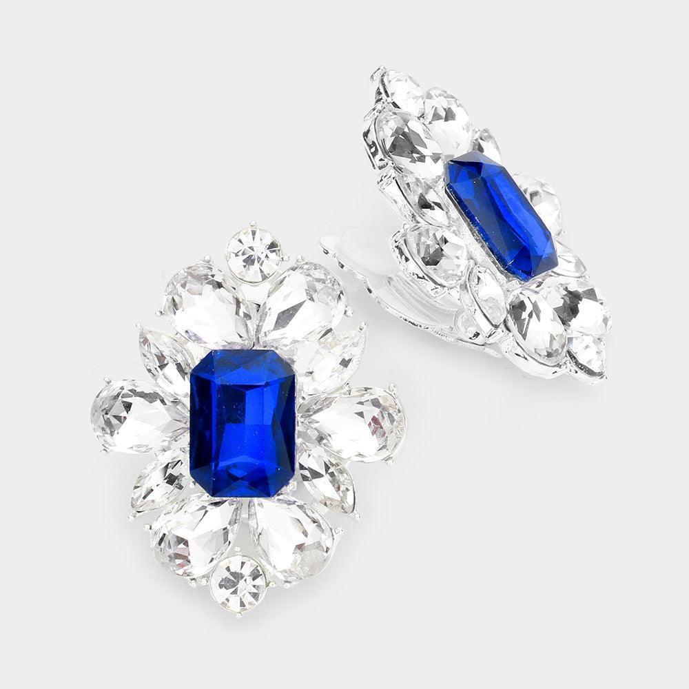 Multi Stone Flower Clip On Evening Earrings - Jewelry Store by Erik Rayo