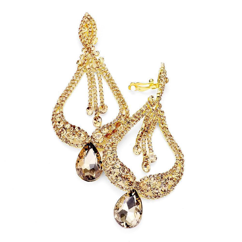 Oversized Pave Glass Teardrop Chandelier Evening Earrings - Jewelry Store by Erik Rayo
