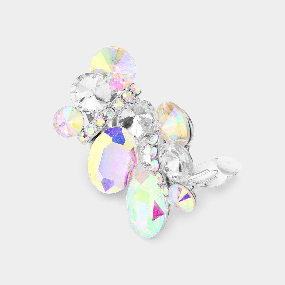 Rhinestone Cluster Clip On Earrings - Jewelry Store by Erik Rayo