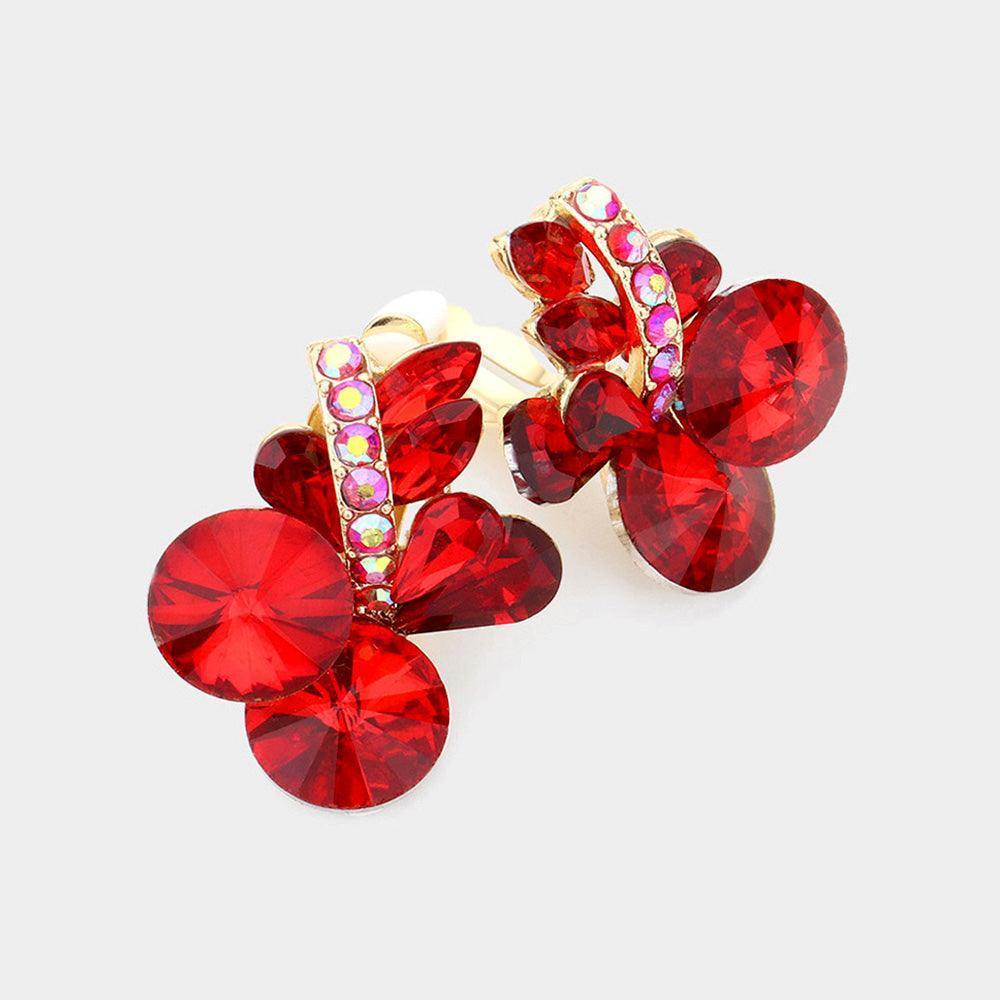 Multi Stone Cluster Clip On Evening Earrings - Jewelry Store by Erik Rayo