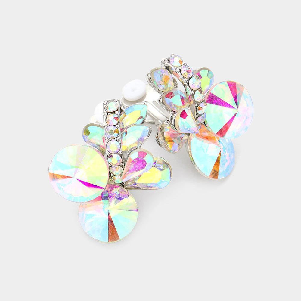 Multi Stone Cluster Clip On Evening Earrings - Jewelry Store by Erik Rayo