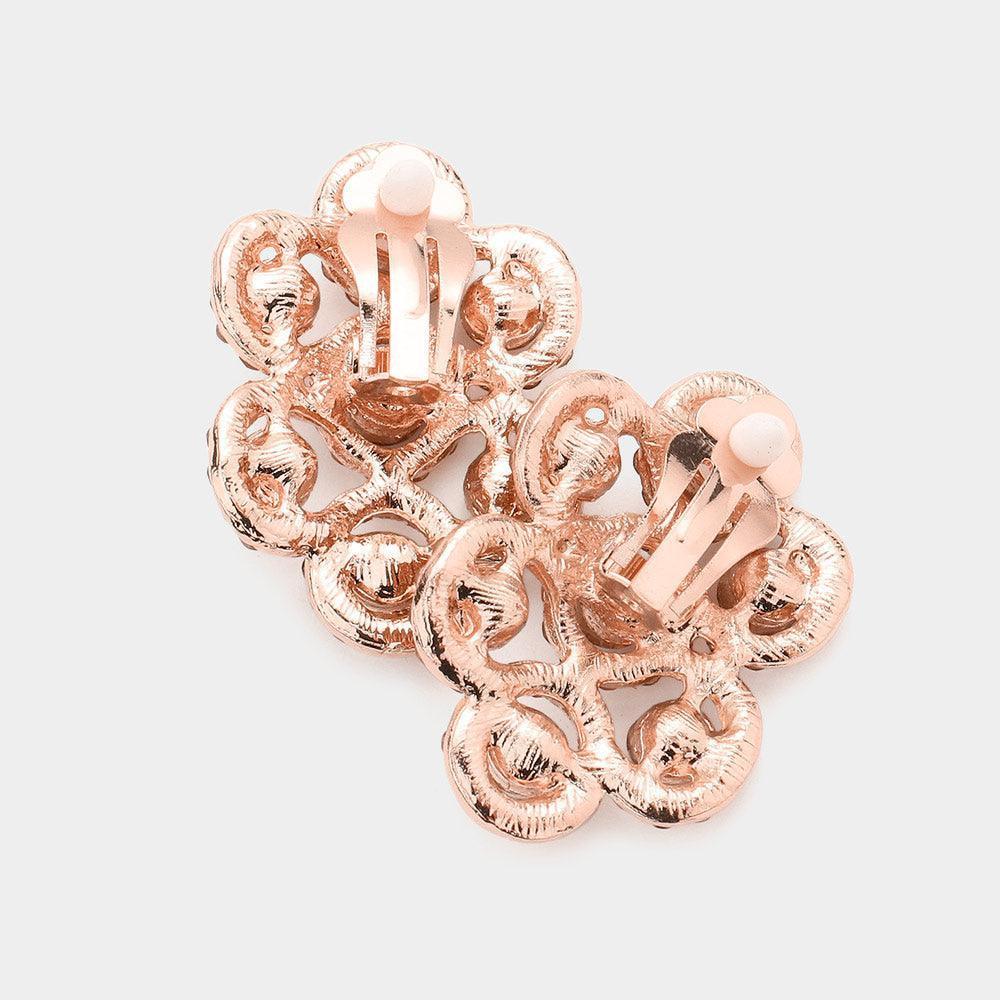 Peach Bubble Stone Cluster Clip on Evening Earrings - Jewelry Store by Erik Rayo