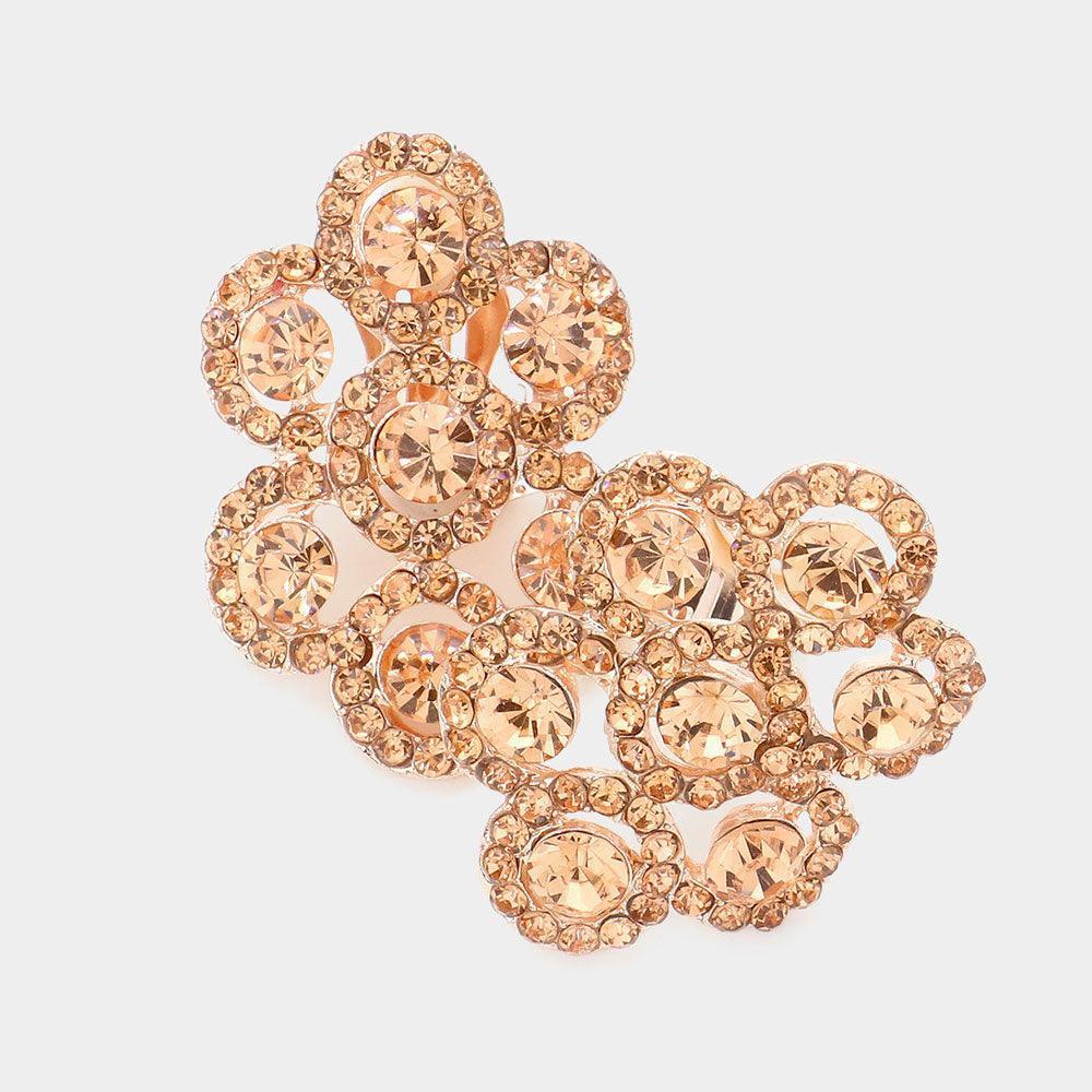 Peach Bubble Stone Cluster Clip on Evening Earrings - Jewelry Store by Erik Rayo