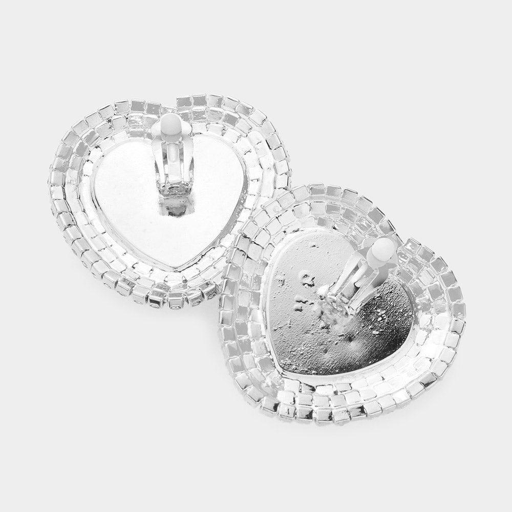 Heart Glass Stone Cluster Clip On Earrings - Jewelry Store by Erik Rayo