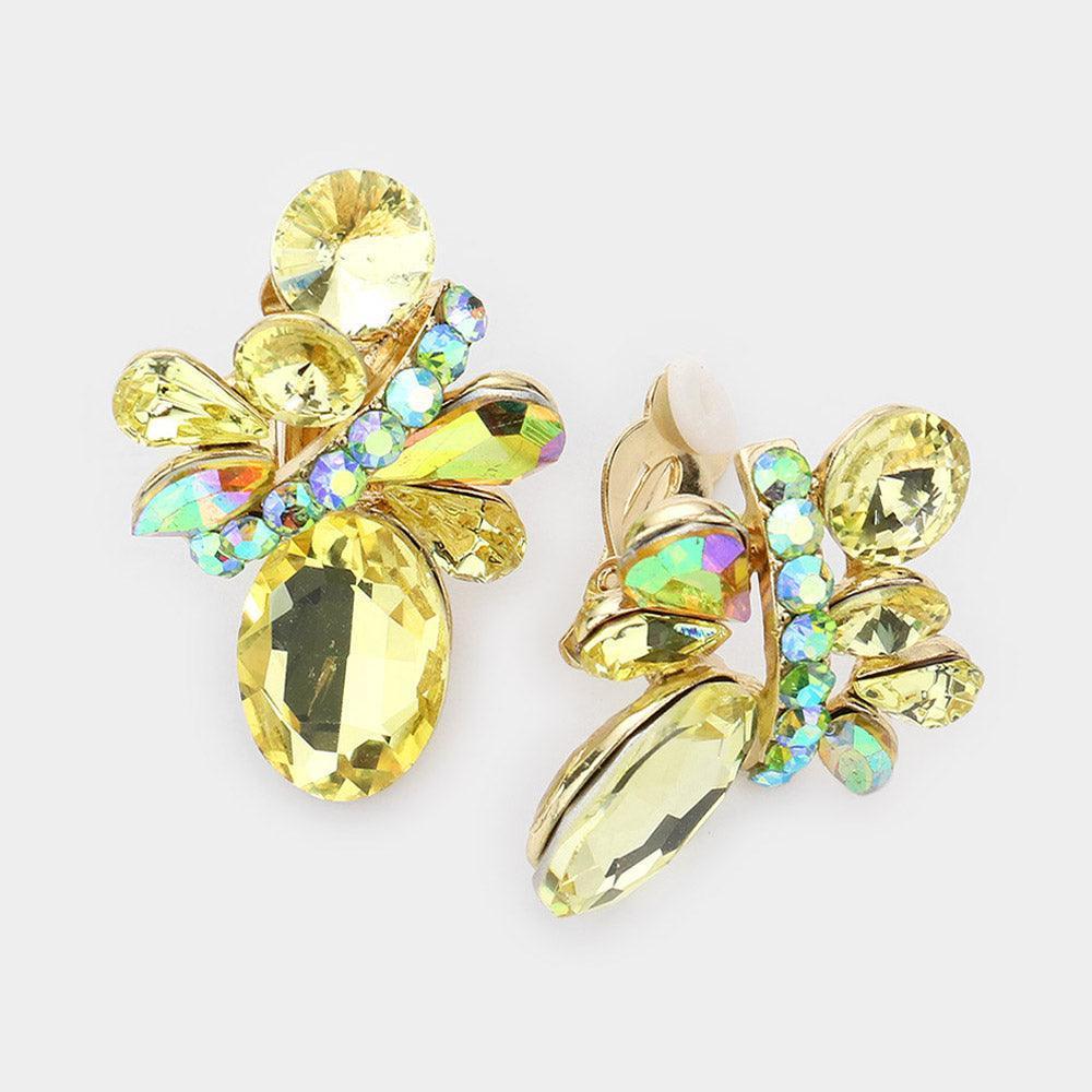 Multi Stone Cluster Clip on Earrings - Jewelry Store by Erik Rayo