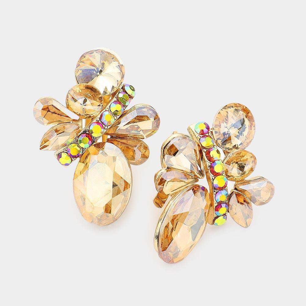 Multi Stone Cluster Clip on Earrings - Jewelry Store by Erik Rayo