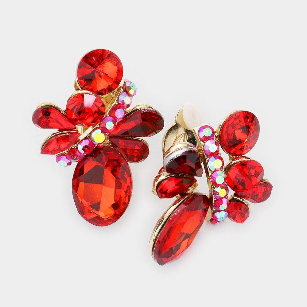 Multi Stone Cluster Clip on Earrings - Jewelry Store by Erik Rayo