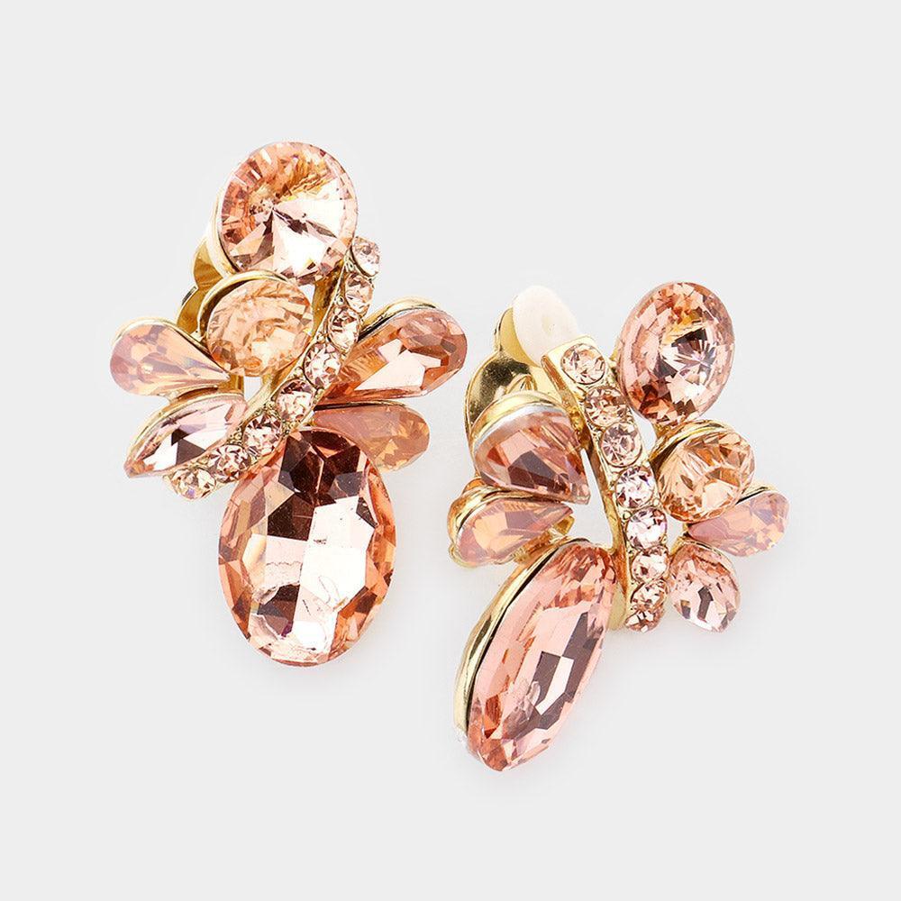 Multi Stone Cluster Clip on Earrings - Jewelry Store by Erik Rayo
