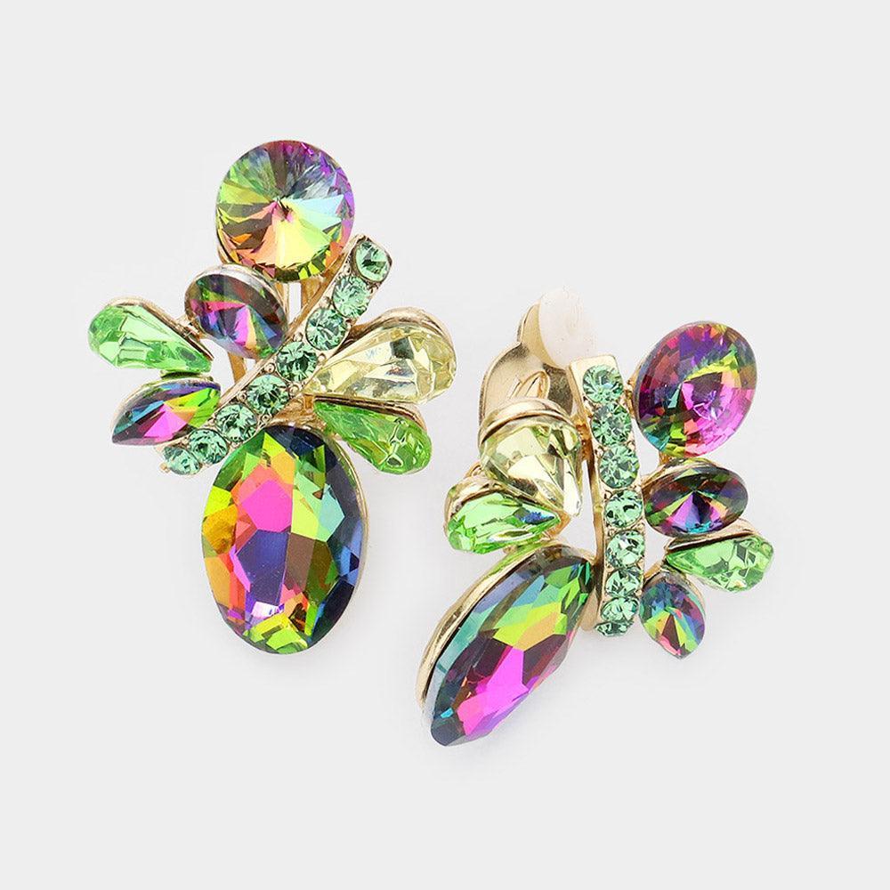 Multi Stone Cluster Clip on Earrings - Jewelry Store by Erik Rayo