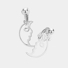 Load image into Gallery viewer, Silver Crescent Moon Metal Clip On Earrings

