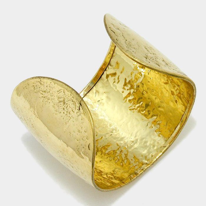 Gold Hammered Wide Metal Arrow Cuff Bracelet - Jewelry Store by Erik Rayo