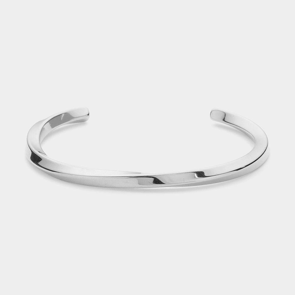 Silver Stainless Steel Twisted Cuff Bracelet