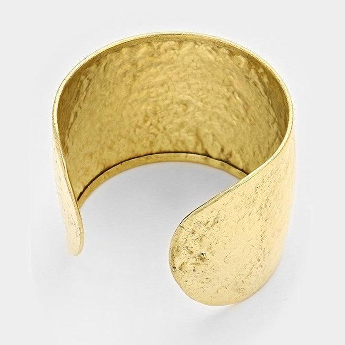 Gold Mississippi State Map Hammered Wide Metal Cuff Bracelet - Jewelry Store by Erik Rayo
