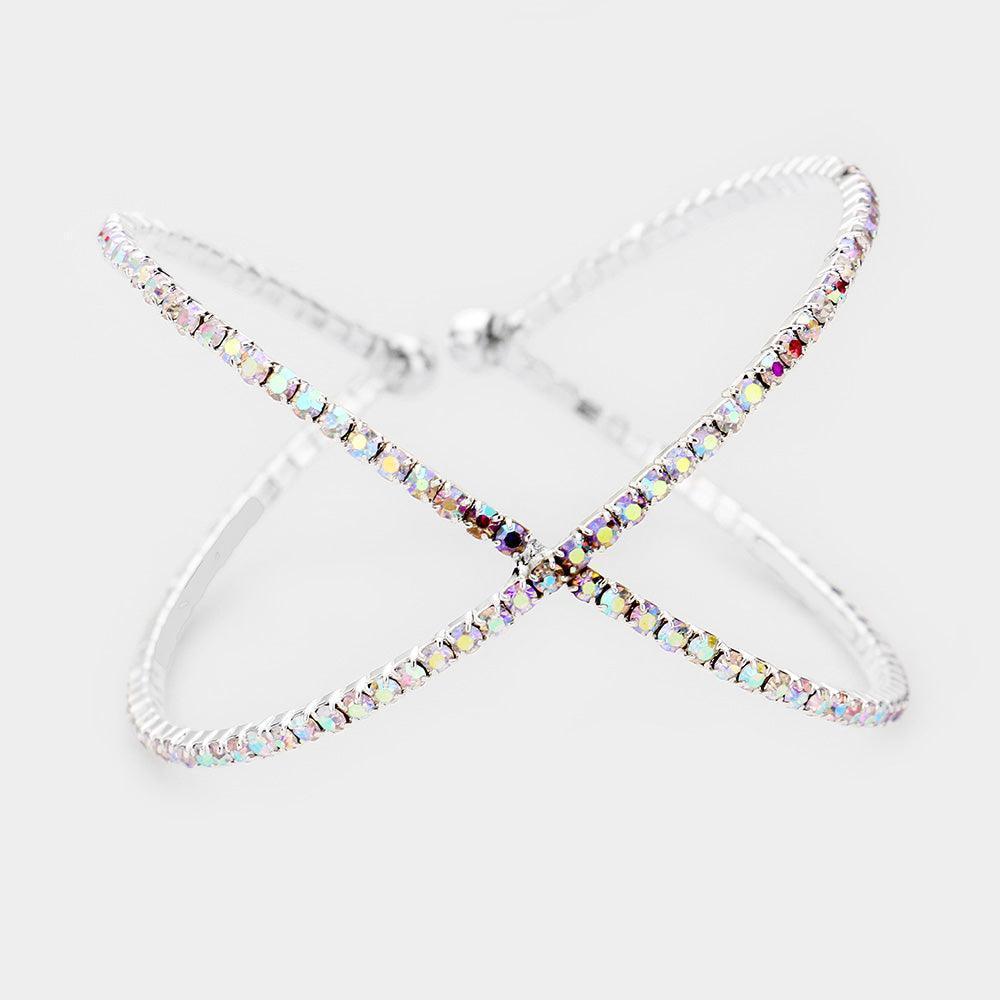Silver Rhinestone Cuff Evening Bracelet - Jewelry Store by Erik Rayo