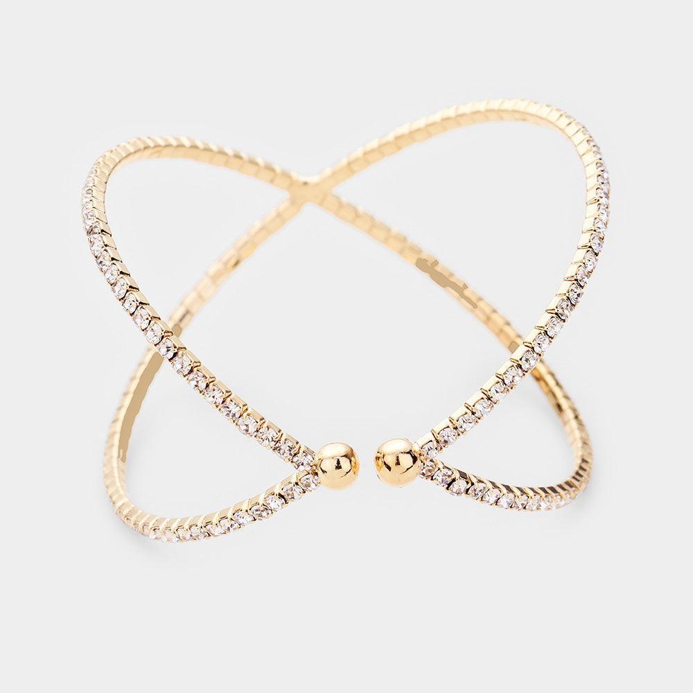 Clear Rhinestone Cuff Evening Bracelet - Jewelry Store by Erik Rayo