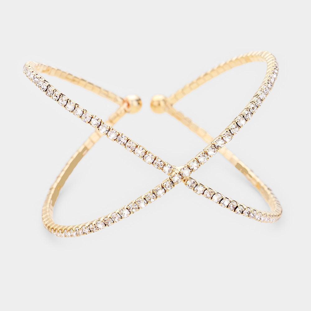 Clear Rhinestone Cuff Evening Bracelet - Jewelry Store by Erik Rayo