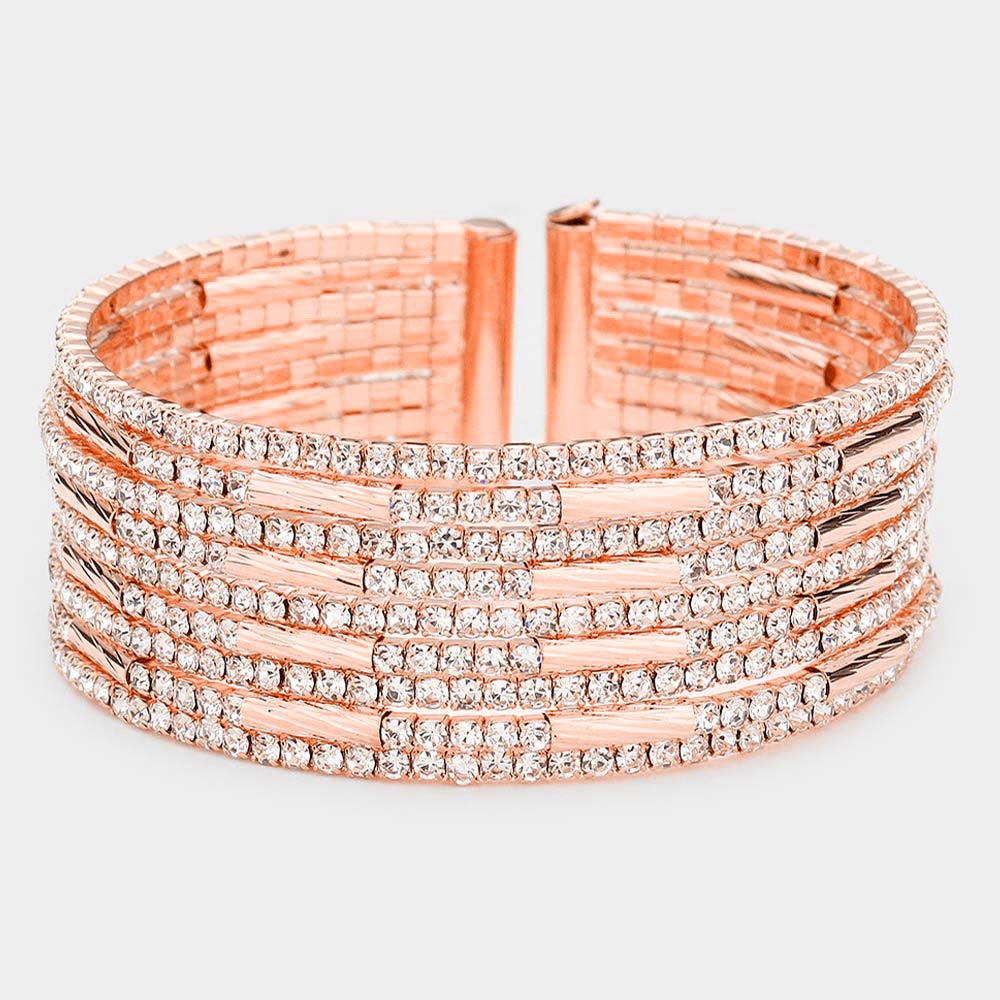 Rose Gold Rhinestone Cuff Bracelet