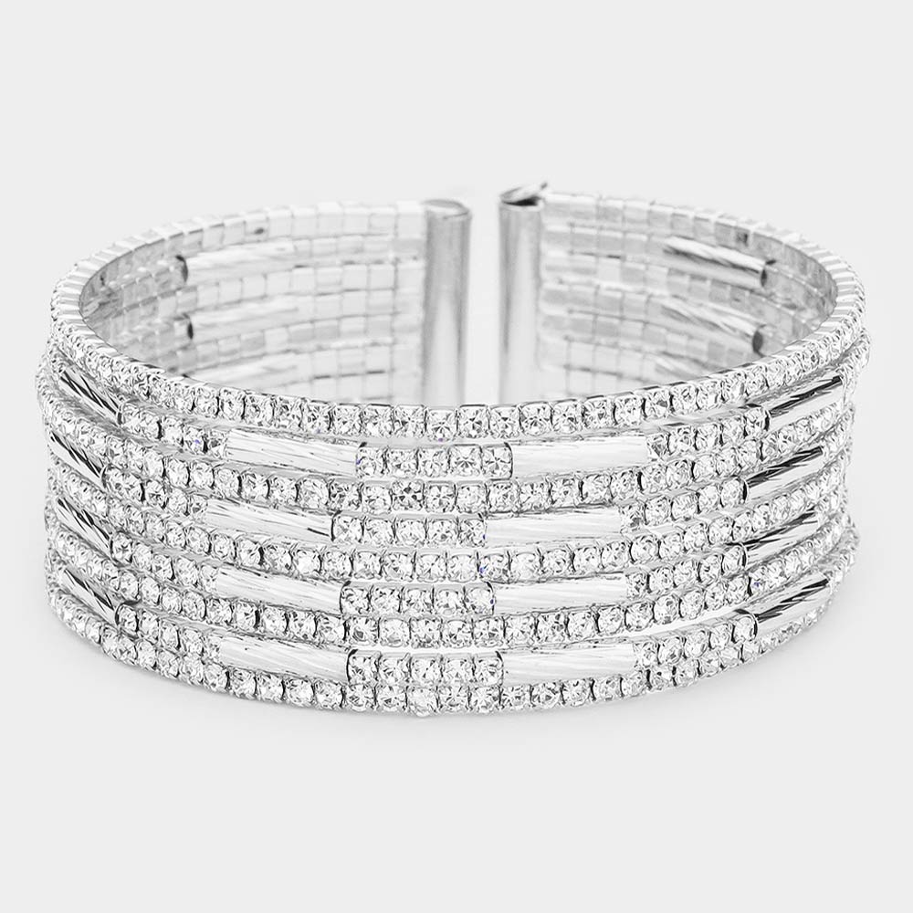 Silver Rhinestone Cuff Bracelet