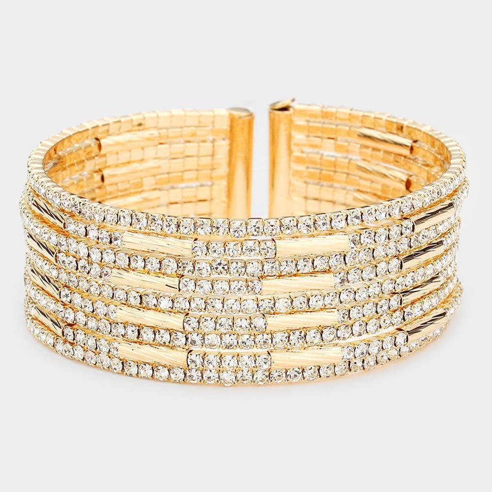Gold Rhinestone Cuff Bracelet - Jewelry Store by Erik Rayo
