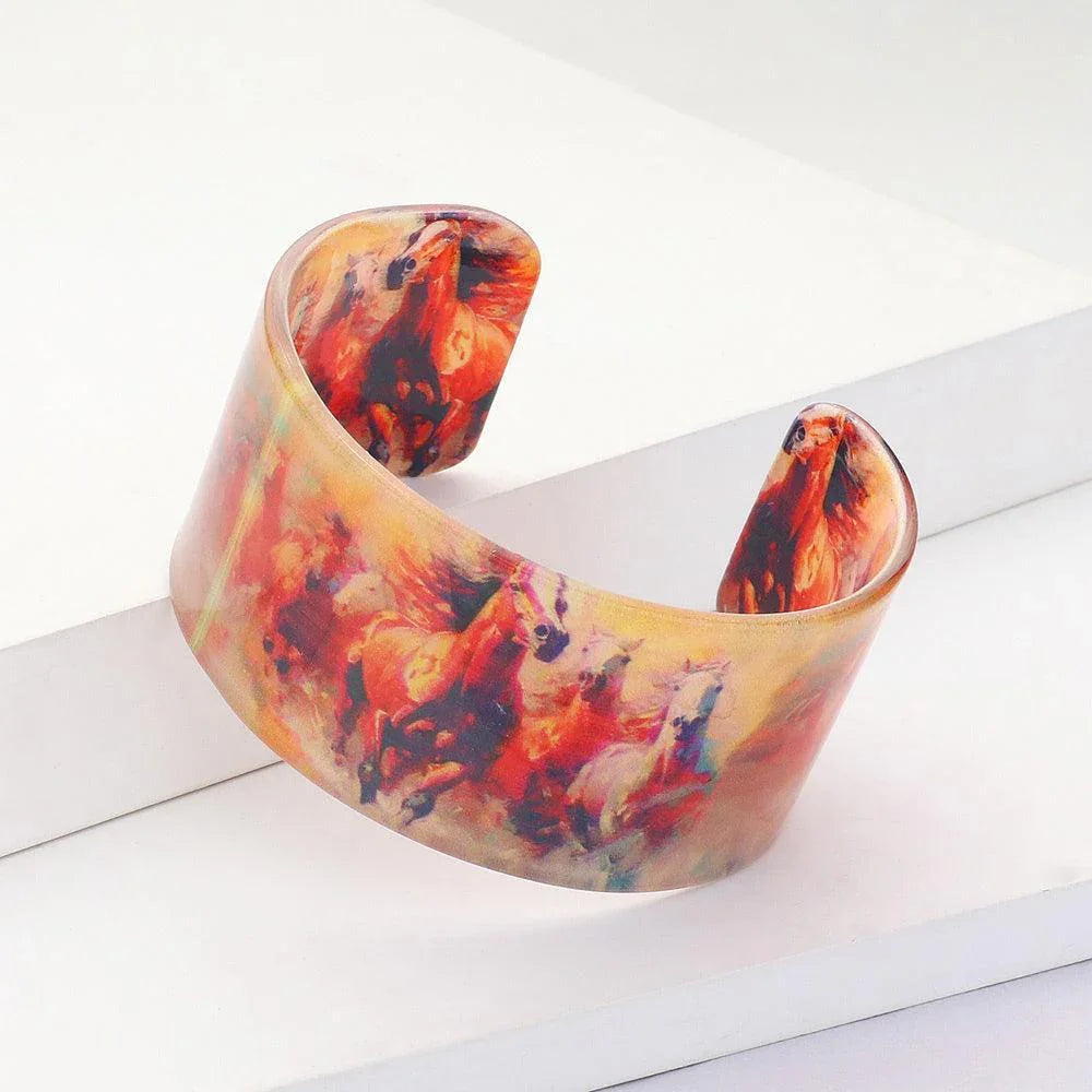 Abstract Printed Acrylic Cuff Bracelet - Jewelry Store by Erik Rayo