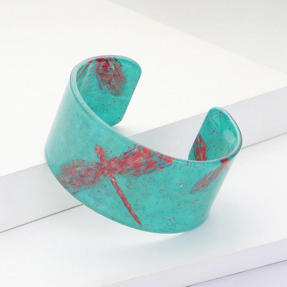 Dragonfly Printed Acrylic Cuff Bracelet - Jewelry Store by Erik Rayo
